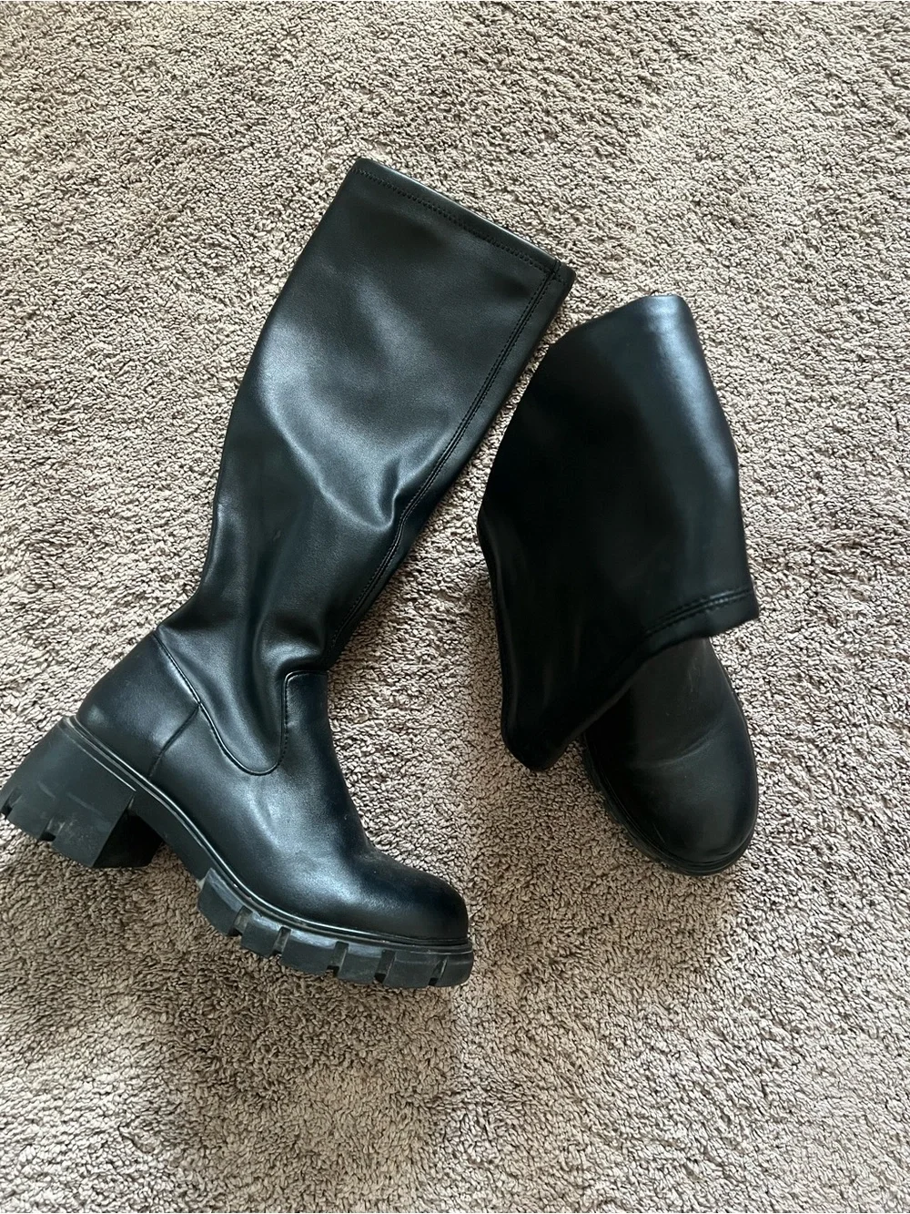 Steve Madden Black Chunky Knee-High Boots